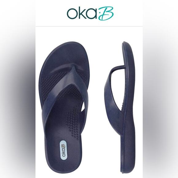 Oka B Okabashi Elle Blue Thong SlipOn Slides Flip Flop Sandal M (7-7.5) - Picture 2 of 10